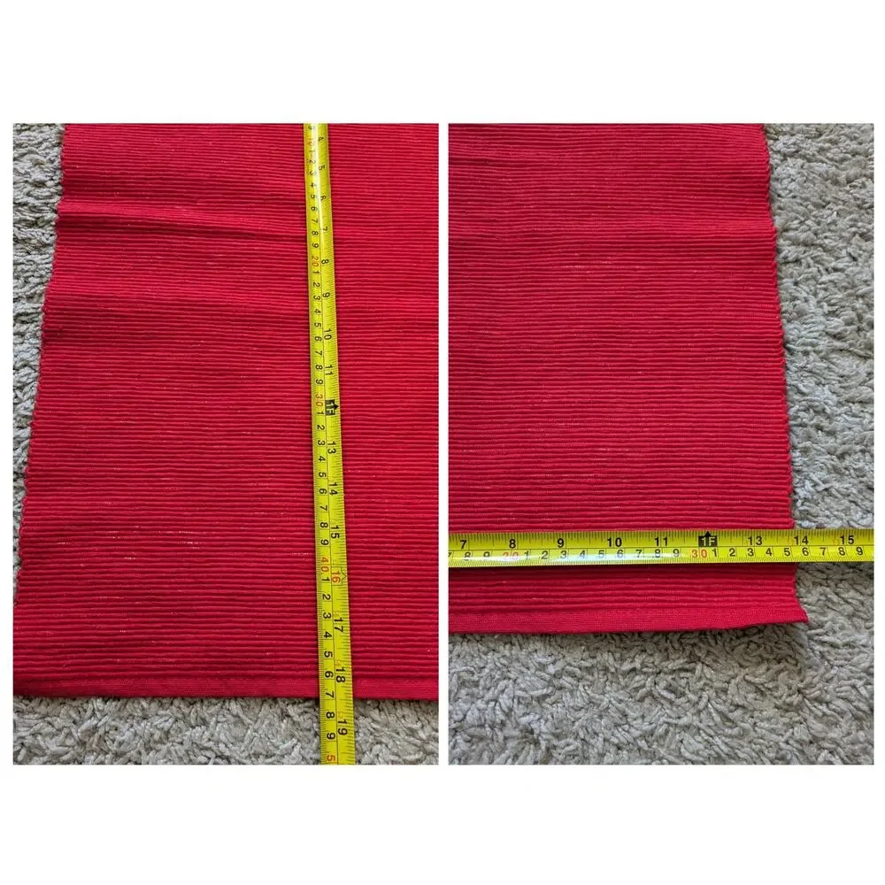 4 NWT Threshold Placemat Machine Washable 14X19in Cotton Red Metallic Christmas